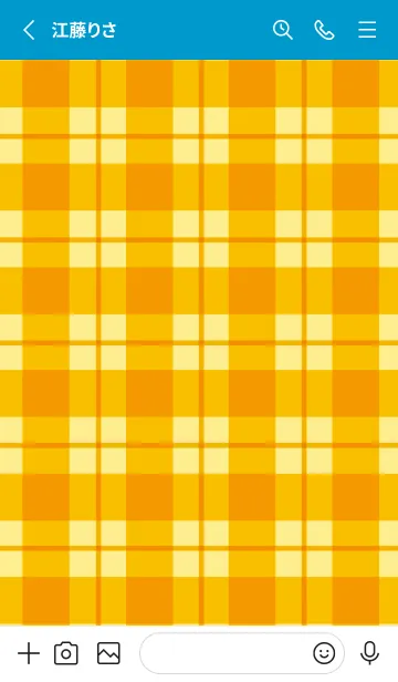 [LINE着せ替え] オレンジチェック/ライトブルー/イエローの画像2