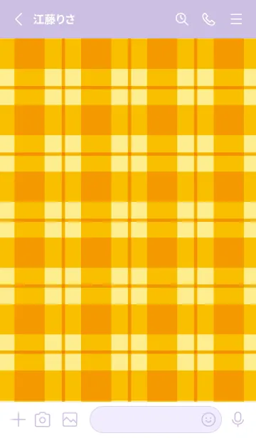 [LINE着せ替え] オレンジチェック/くすみパープルの画像2
