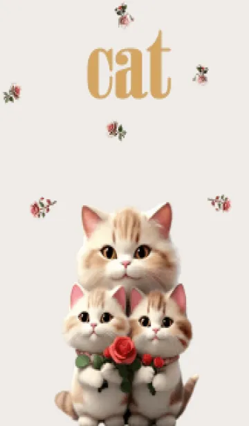 [LINE着せ替え] Three cats and a rose, Simple (JP)の画像1