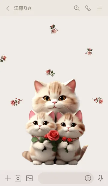 [LINE着せ替え] Three cats and a rose, Simple (JP)の画像2