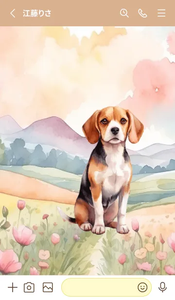 [LINE着せ替え] Beagle Dog In Flower Theme2 (JP)の画像2