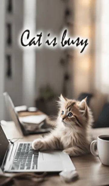 [LINE着せ替え] 忙しそうな猫♡ Grayの画像1