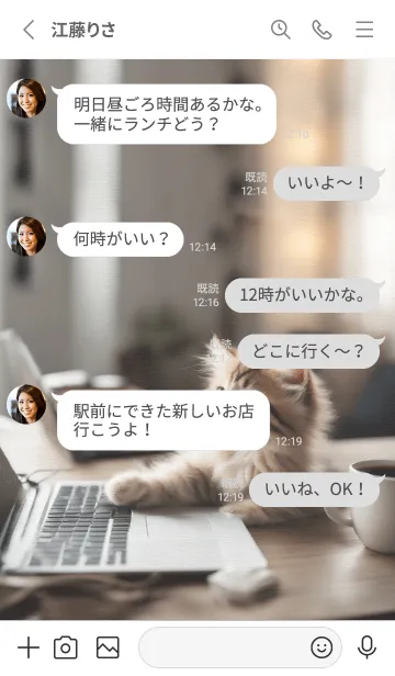 [LINE着せ替え] 忙しそうな猫♡ Grayの画像3