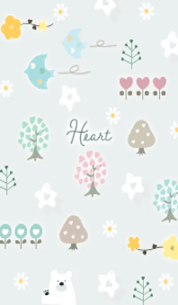 [LINE着せ替え] bluegreen♡ハートの花06_1の画像1