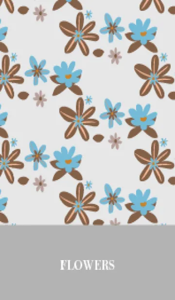 [LINE着せ替え] blue flowers on beige & gray JPの画像1