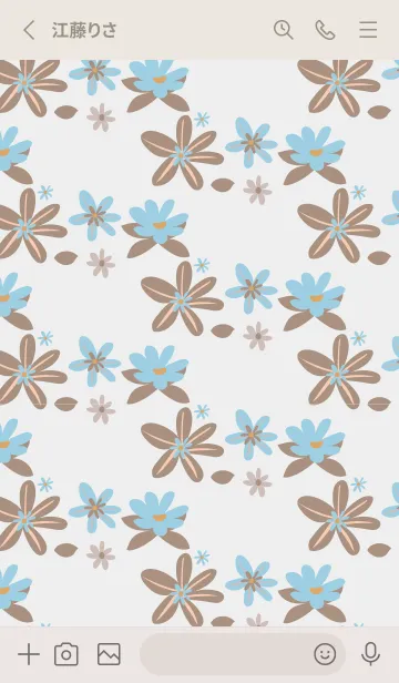 [LINE着せ替え] blue flowers on beige & gray JPの画像2