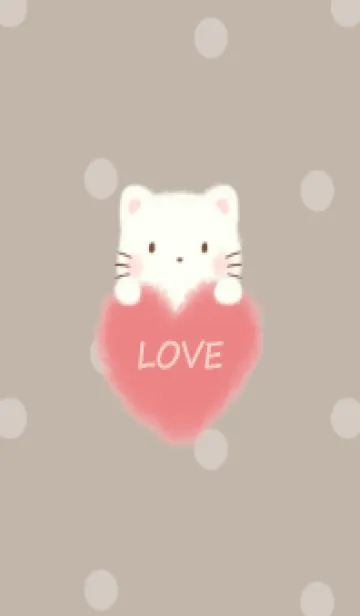 [LINE着せ替え] もこもこハート -ねこ- モカ ドットの画像1