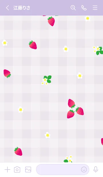 [LINE着せ替え] 苺 チェック柄7の画像2