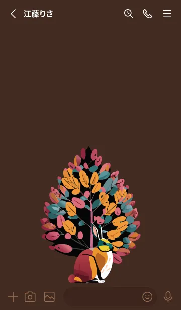 [LINE着せ替え] brown カラフルな木とうさぎの画像2