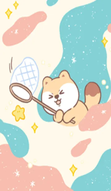 [LINE着せ替え] まるまるキツネ1-ラッキースターの画像1