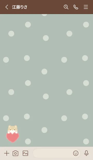 [LINE着せ替え] もこもこハート-しばいぬ- グリーン ドットの画像2