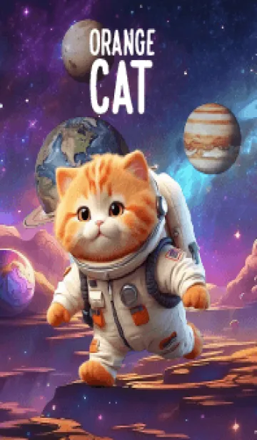 [LINE着せ替え] Orange Cat In Galaxy Theme (JP)の画像1