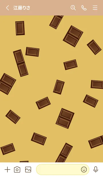 [LINE着せ替え] かわいいチョコレートブロック 薄茶と黄色の画像2