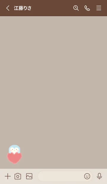 [LINE着せ替え] もこもこハート -ペンギン- モカの画像2