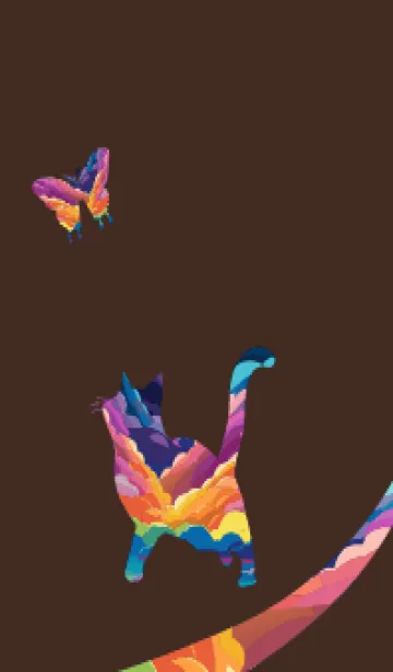 [LINE着せ替え] brown 猫と蝶の画像1