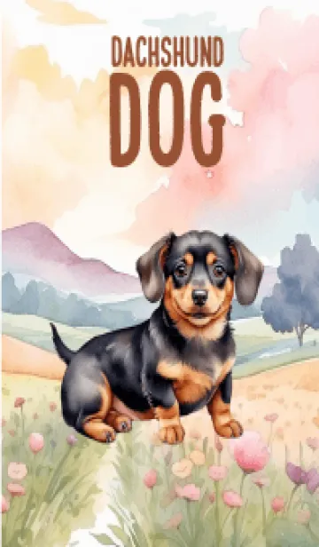 Dachshund dog In Flower Theme  (JP)の着せ替えメイン画像