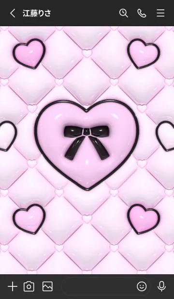 [LINE着せ替え] ぷくぷく♡ねこ - ブラック ピンク 2の画像2