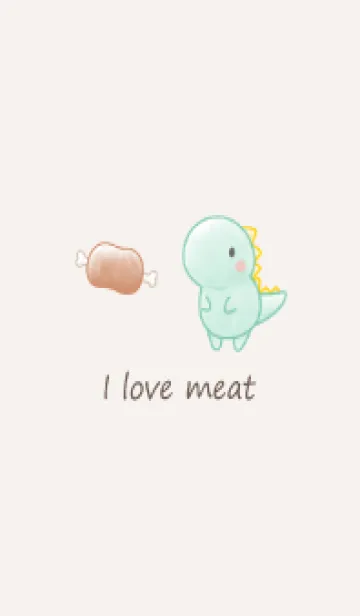 [LINE着せ替え] 恐竜とお肉 -ベージュ-の画像1