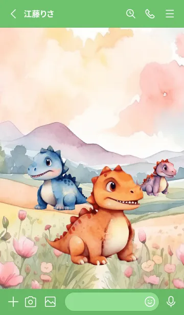 [LINE着せ替え] dinosaur In Flower Theme 2 (JP)の画像2