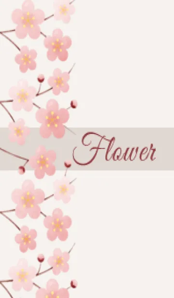 [LINE着せ替え] Flower 005 【梅×ピンクベージュ】の画像1