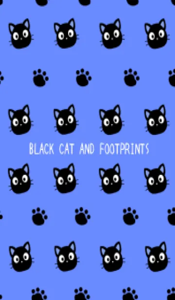 黒猫と足跡の着せかえ/ブルー/ブラックの着せ替えメイン画像