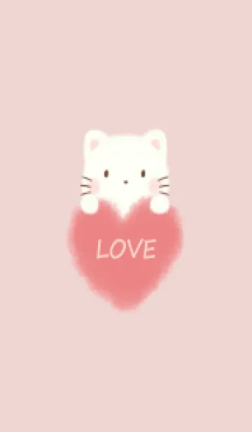 [LINE着せ替え] もこもこハート -ねこ- ピンクの画像1