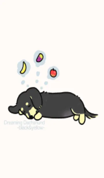 Dreaming Dachshund-black&yellow-の着せ替えメイン画像