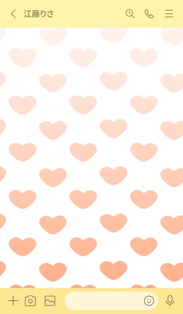 [LINE着せ替え] ピンクのハート 薄い黄色の画像2
