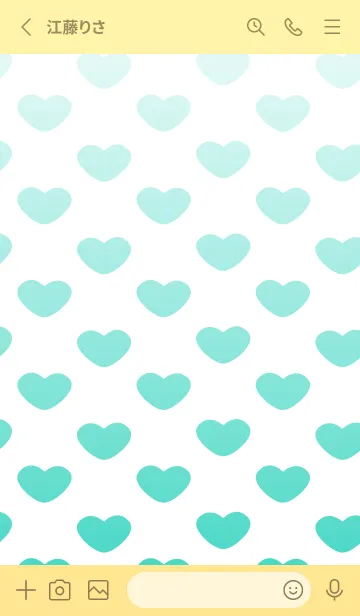 [LINE着せ替え] 青いハート 薄い黄色の画像2