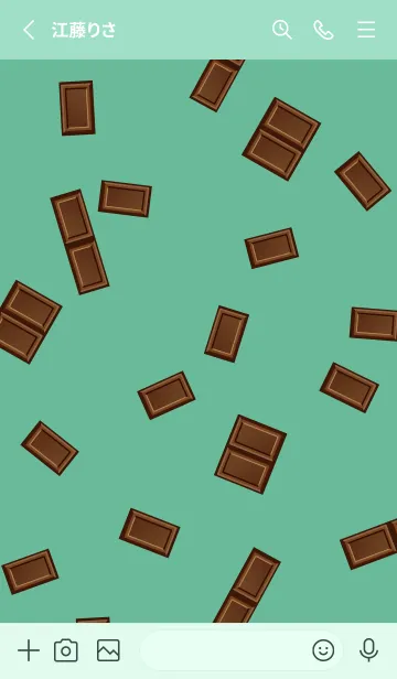 [LINE着せ替え] かわいいチョコレートブロック 青緑の画像2