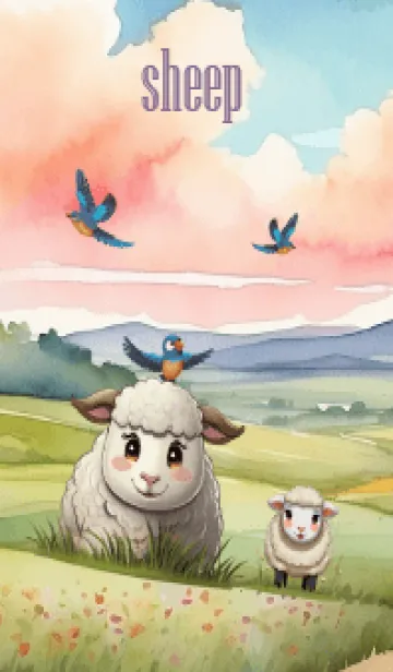 [LINE着せ替え] little sheep and flock of birds(JP)の画像1