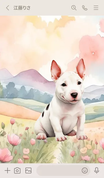 [LINE着せ替え] Bull Terrier In Flower Theme 2 (JP)の画像2