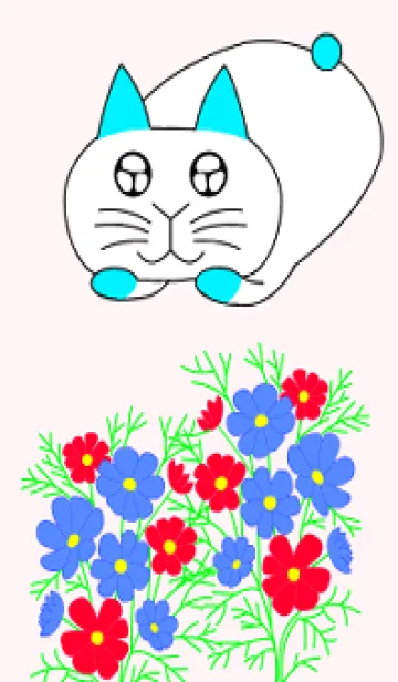 [LINE着せ替え] ウサギ猫とペルシャの菊-ピンクの画像1