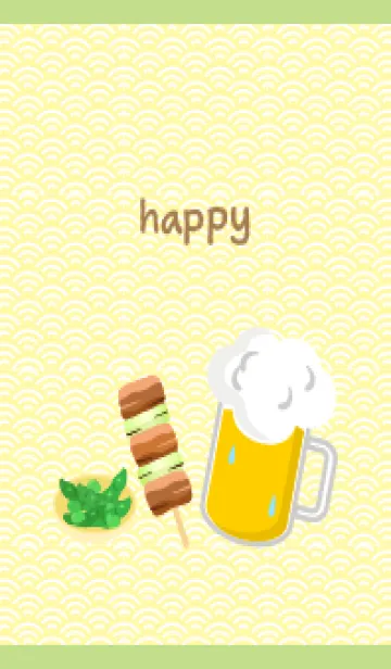 やきとり 枝豆 ビール モスグリーン色の着せ替えメイン画像