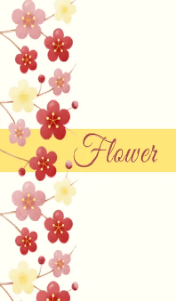 [LINE着せ替え] Flower 005 【梅×薄茶×黄】の画像1