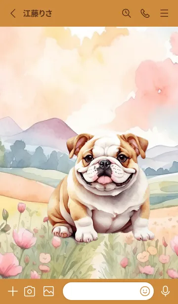 [LINE着せ替え] Bulldog In Flower Theme 4 (JP)の画像2