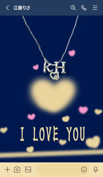 [LINE着せ替え] イニシャル34 K&H  ネイビーの画像2