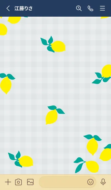 [LINE着せ替え] レモン チェック柄3の画像2