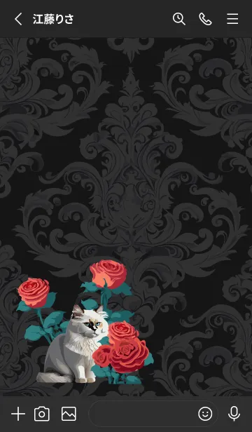 [LINE着せ替え] black 薔薇と白い猫の画像2