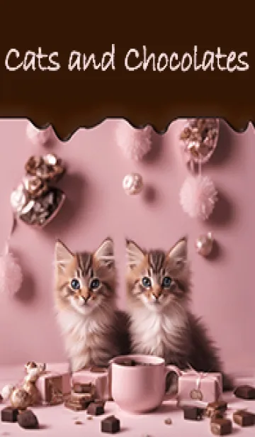 [LINE着せ替え] 猫とチョコレート♡ pink [修正版]の画像1
