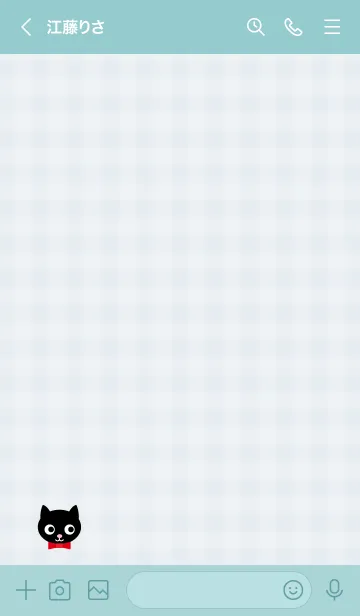 [LINE着せ替え] 黒猫 チェック柄10の画像2