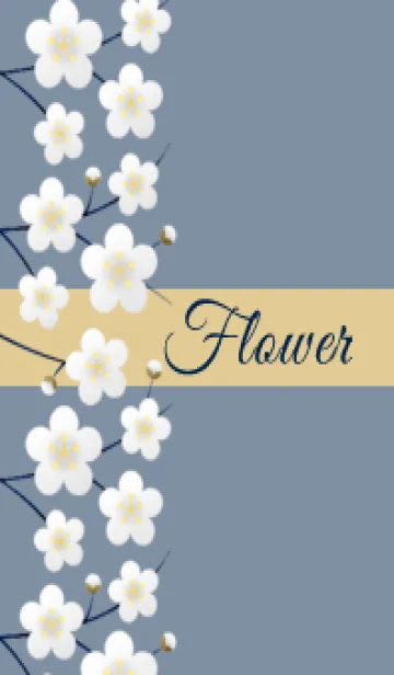 [LINE着せ替え] Flower 005 【梅×ベージュ×紺】の画像1