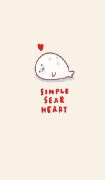 [LINE着せ替え] シンプル アザラシ ハート ベージュの画像1