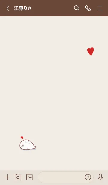 [LINE着せ替え] シンプル アザラシ ハート ベージュの画像2