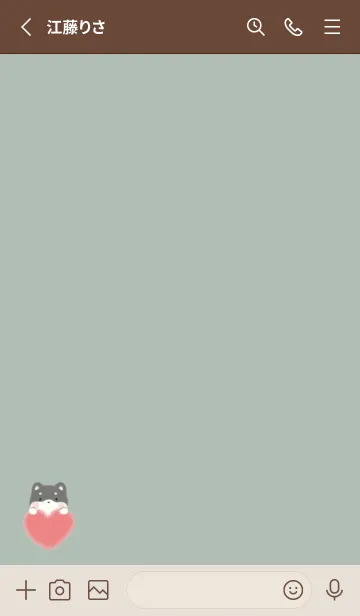 [LINE着せ替え] もこもこハート -黒柴- グリーンの画像2