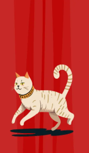 [LINE着せ替え] red & beige 白い猫の画像1