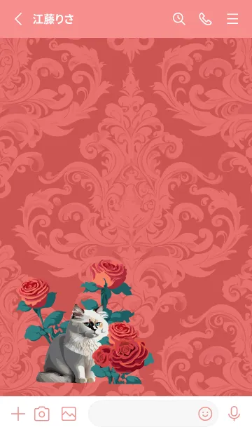 [LINE着せ替え] red 薔薇と白い猫の画像2