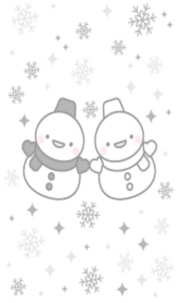 [LINE着せ替え] 黒と白の双子雪だるま（スノーマン）の画像1