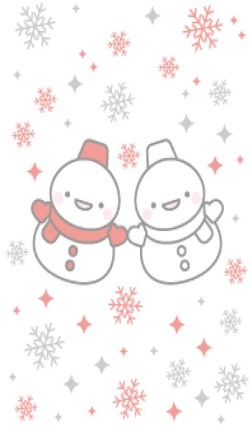 [LINE着せ替え] 赤と白の双子雪だるま（スノーマン）の画像1