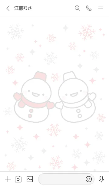 [LINE着せ替え] 赤と白の双子雪だるま（スノーマン）の画像2